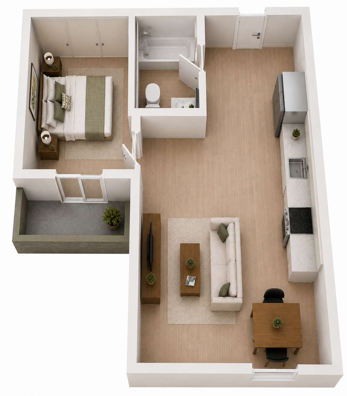Floor plan - one bedroom with balcony