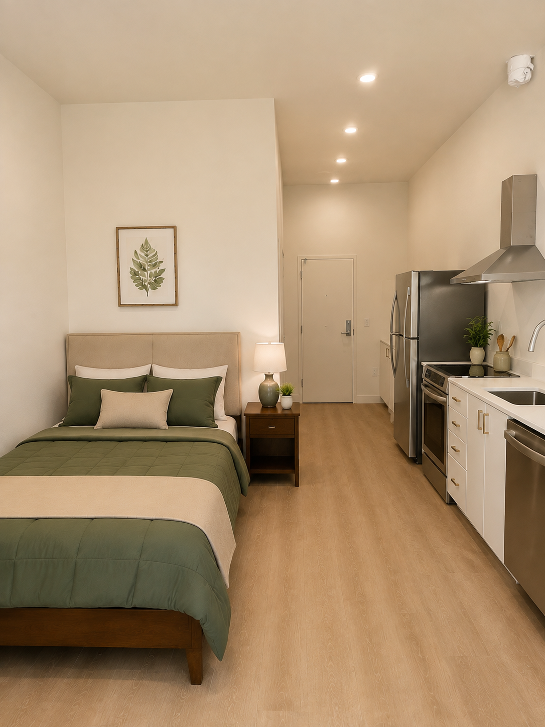 Sleeping area and full kitchen