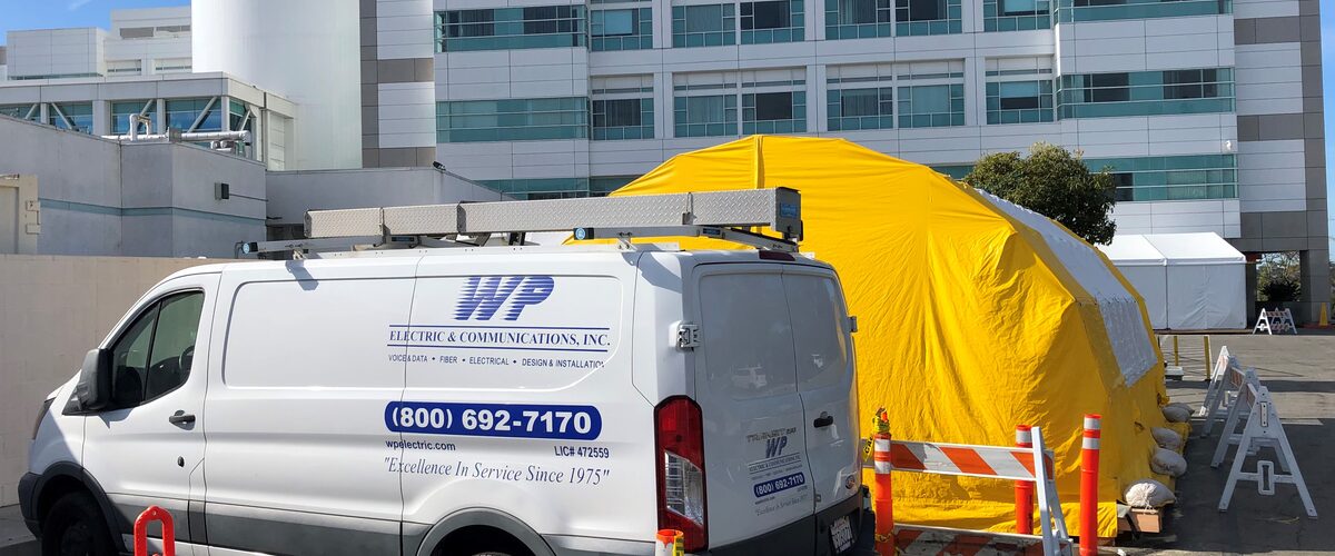 WP Electric service van on site at a hospital