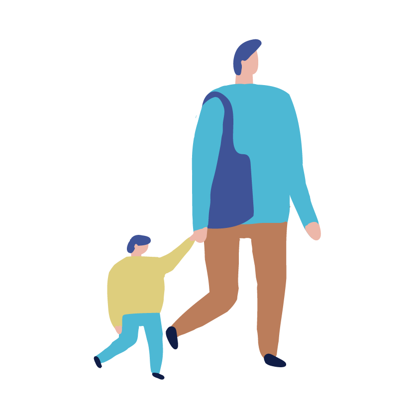 Illustration of a parent and child walking hand in hand