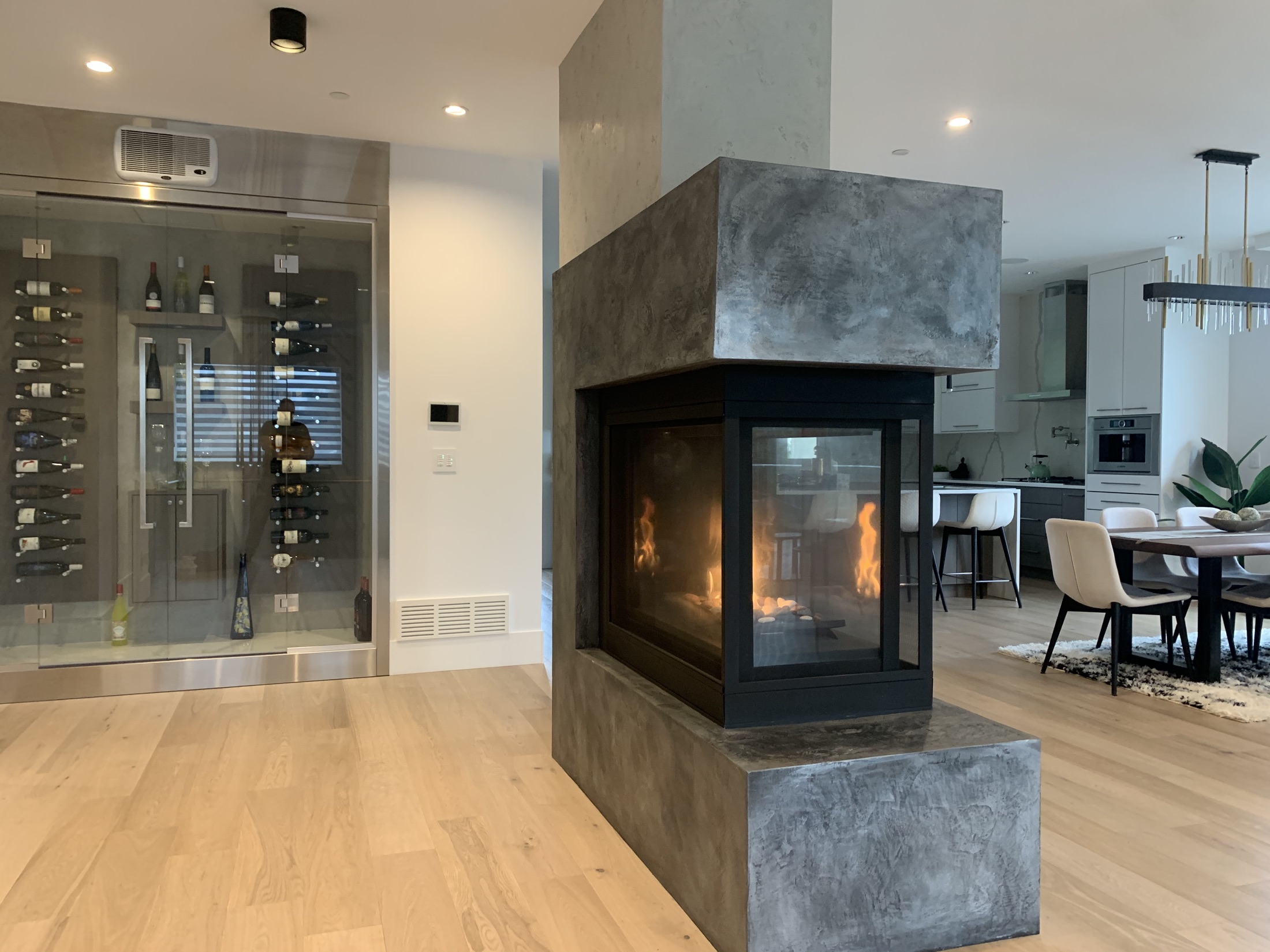 Microcement fireplace