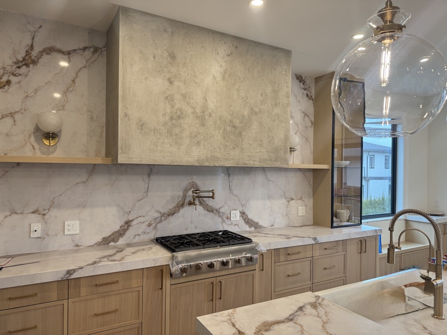 Venetian plaster range hood