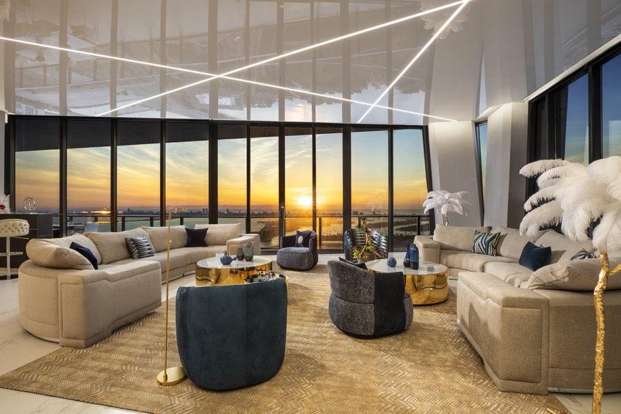 Stretch ceiling with light lines