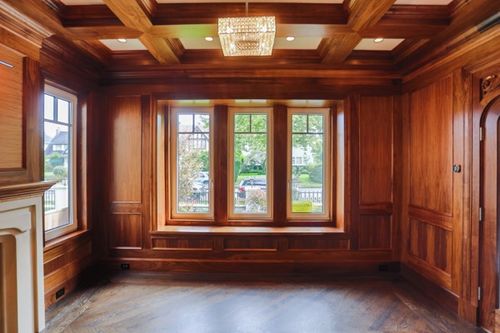 Wood-panelled room with coffered ceiling