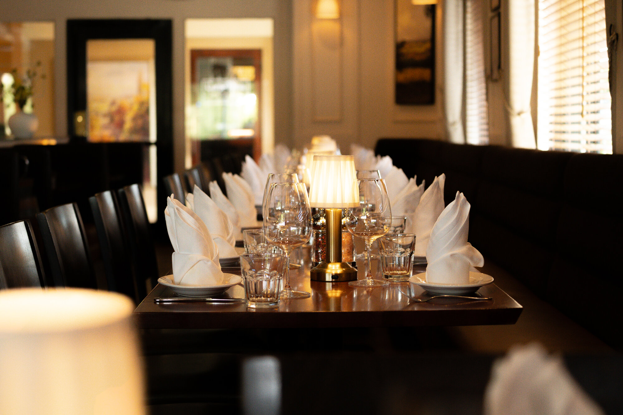 Elegant dining room table setting at Napkins Bar & Grill
