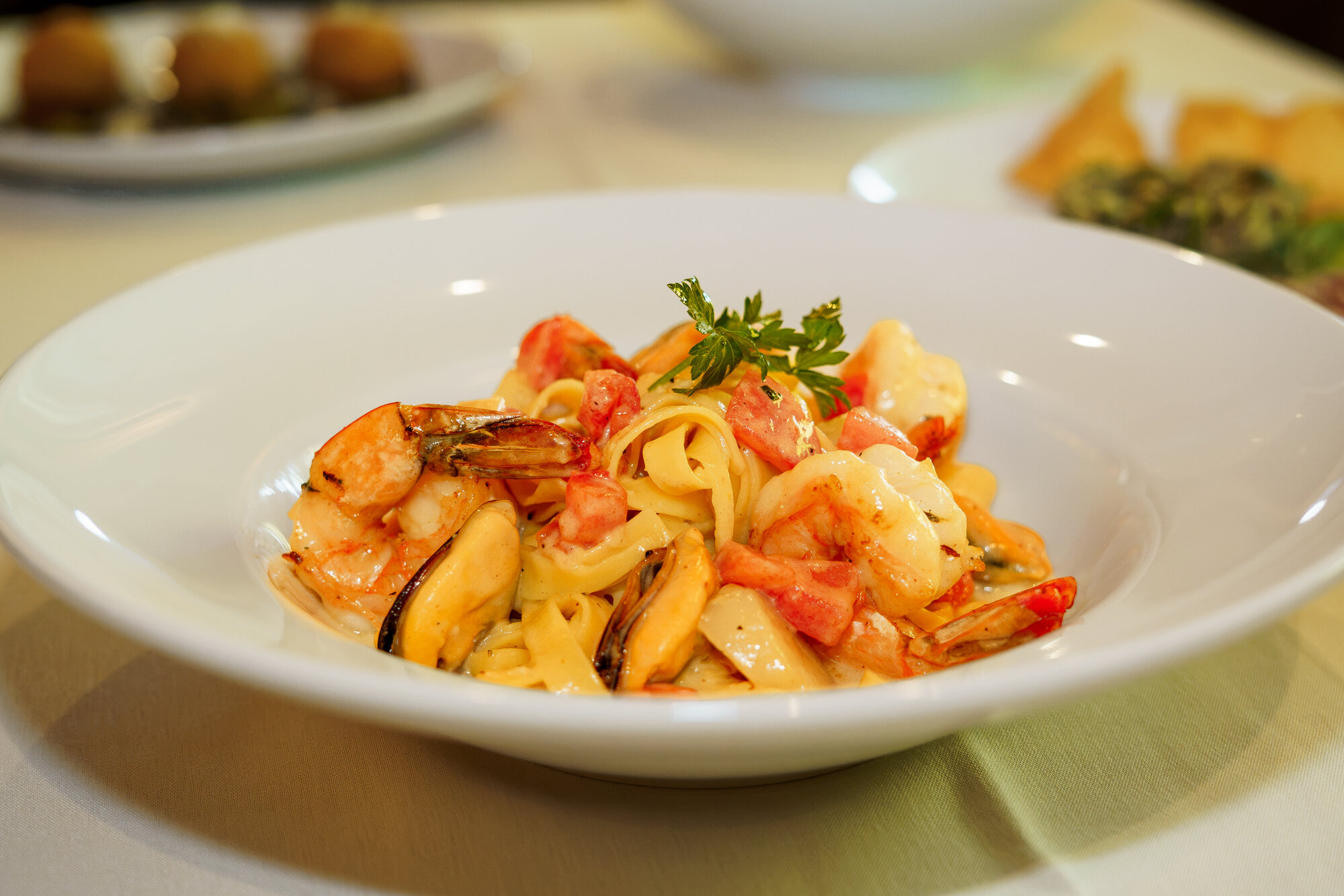 Seafood pasta at Napkins Bar & Grill