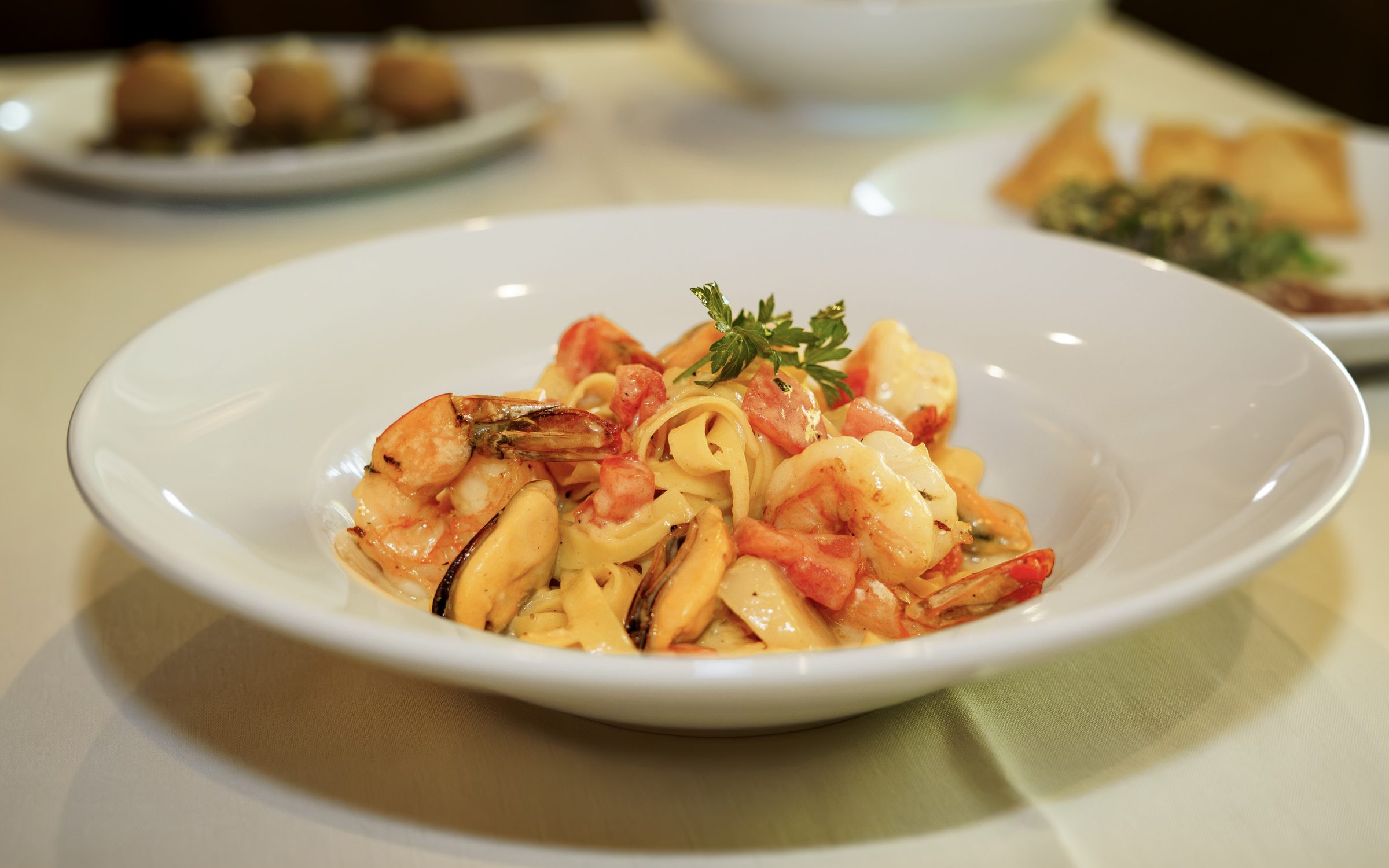 Seafood pasta at Napkins Bar & Grill