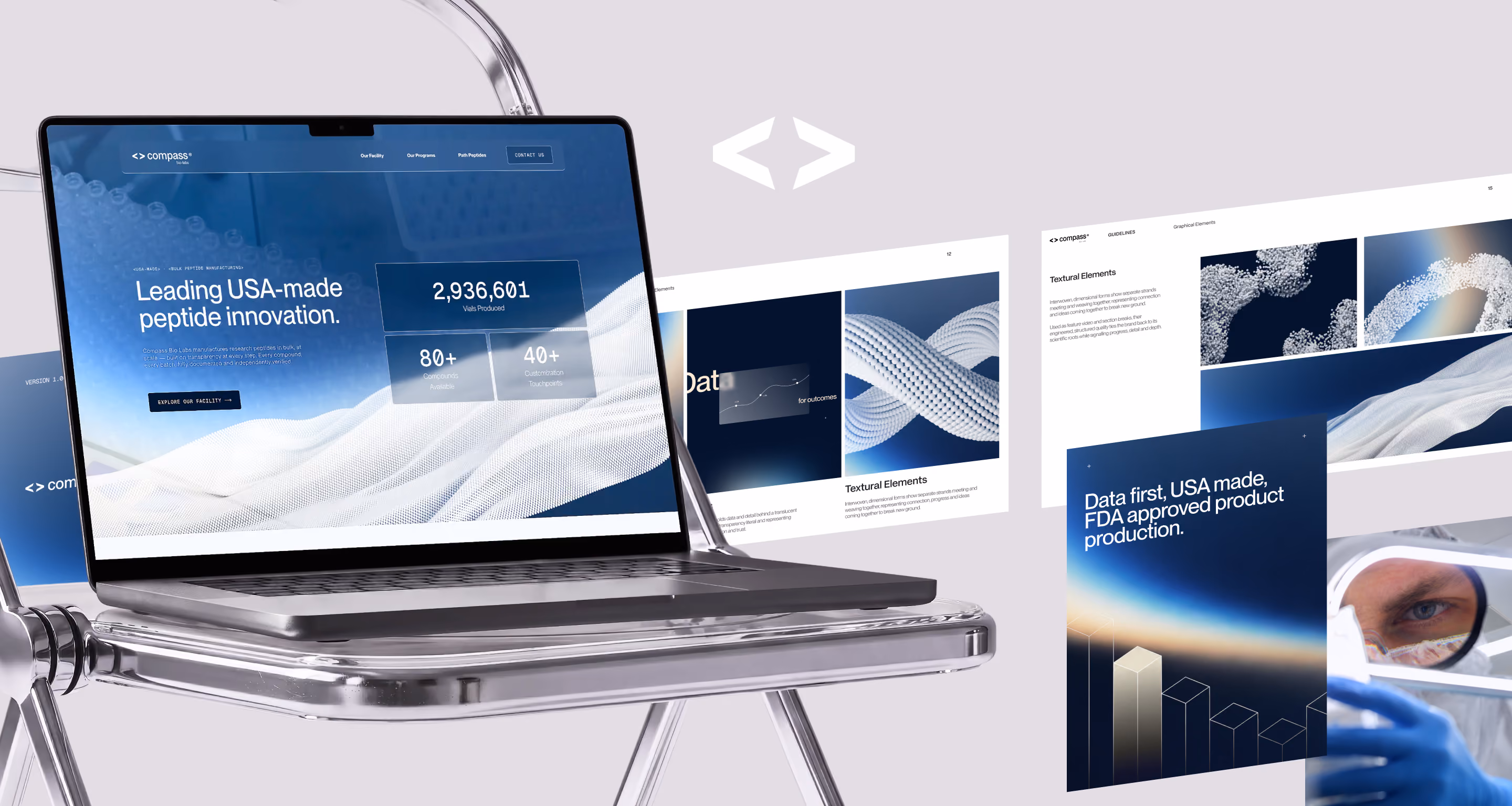 Compass Bio Labs branding, website and brand guidelines designed by PRISMAL.