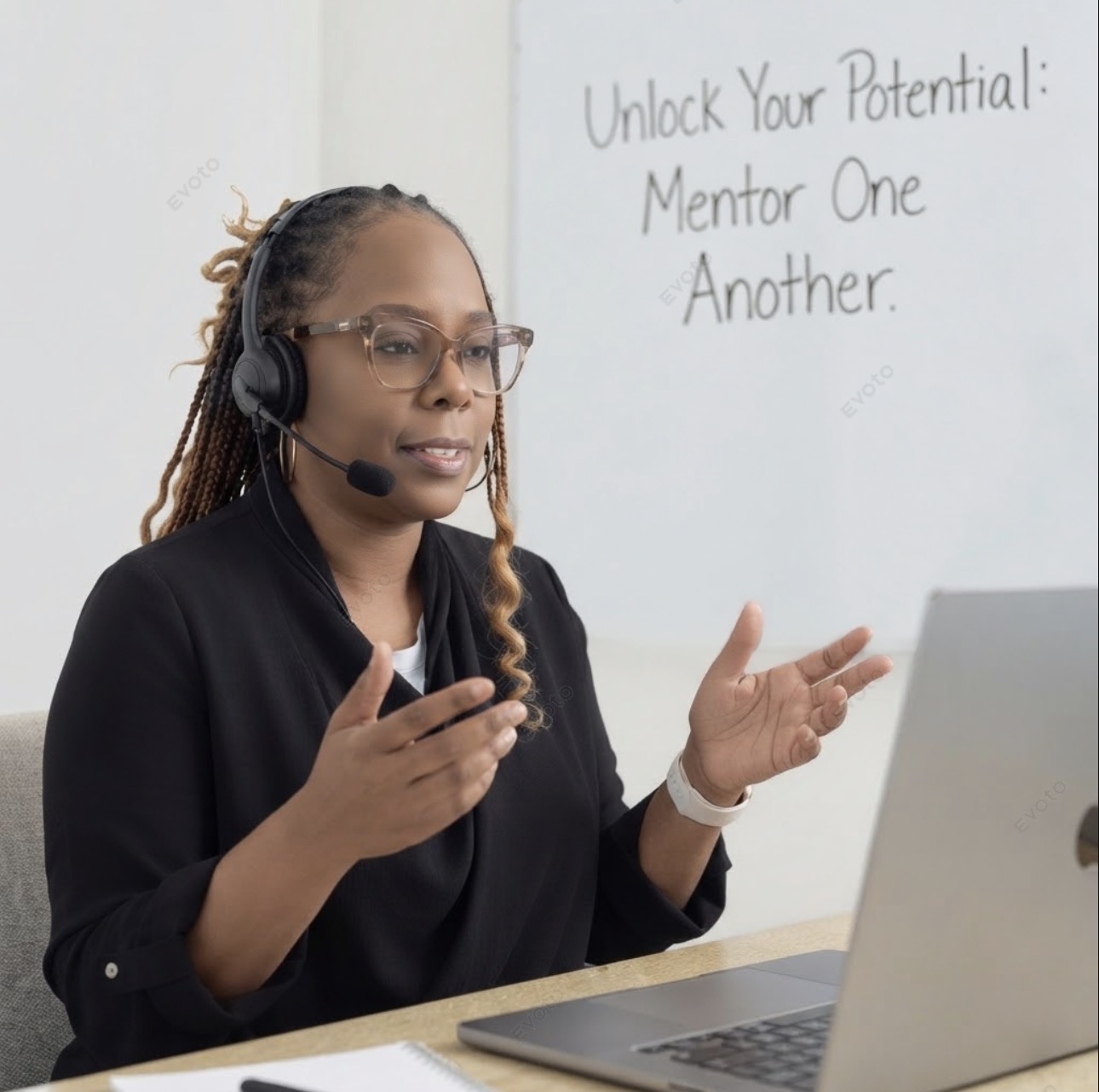Person on a laptop during a virtual mentoring session