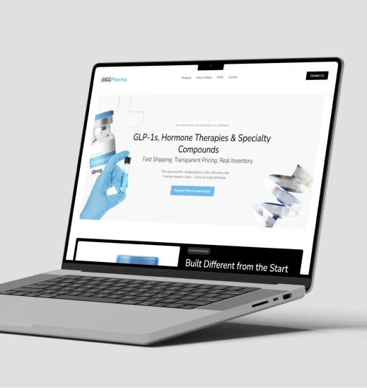 BIGG Pharma website mockup