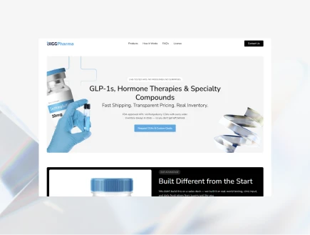 BIGG Pharma website hero section
