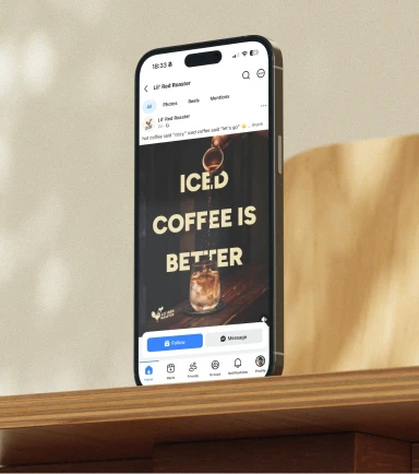 Social media post mockup for Lil' Red Roaster