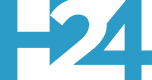 Logo mit den Buchstaben H24 in blau.