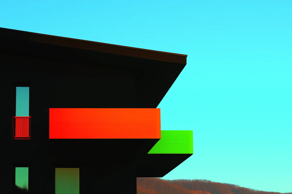 Modern Architectural Structure with Colorful Balconies — Kite House project cover.