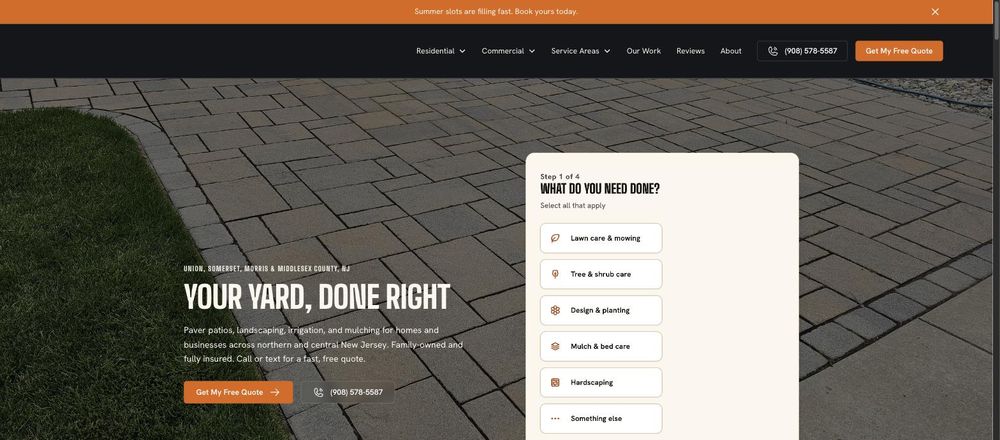 Homepage of the M&C Outdoor Services website