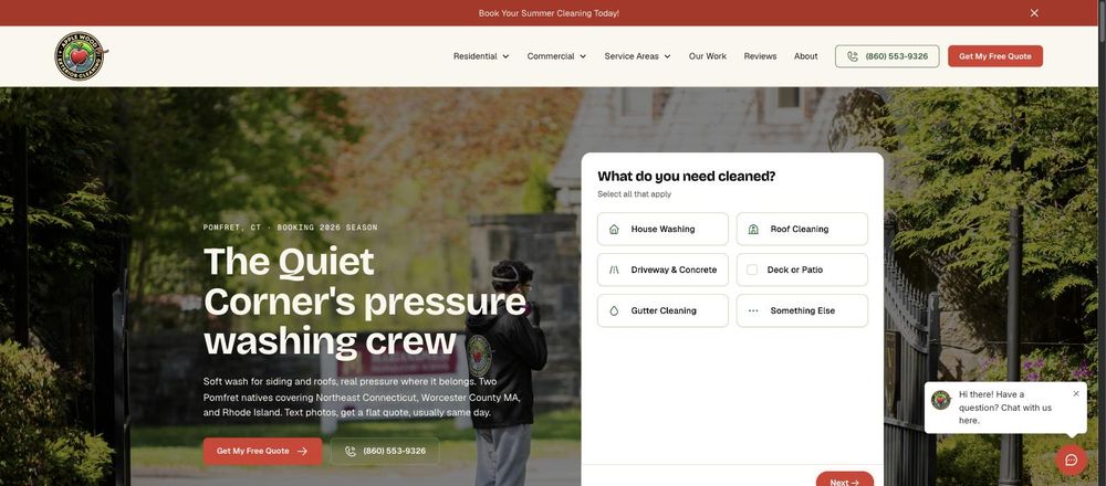Homepage of the Applewood Exterior Cleaning website
