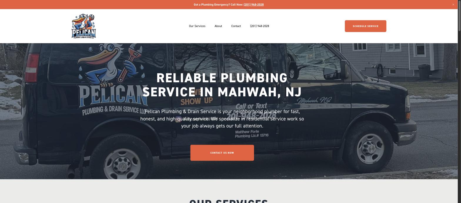 Homepage of the Pelican Plumbing website