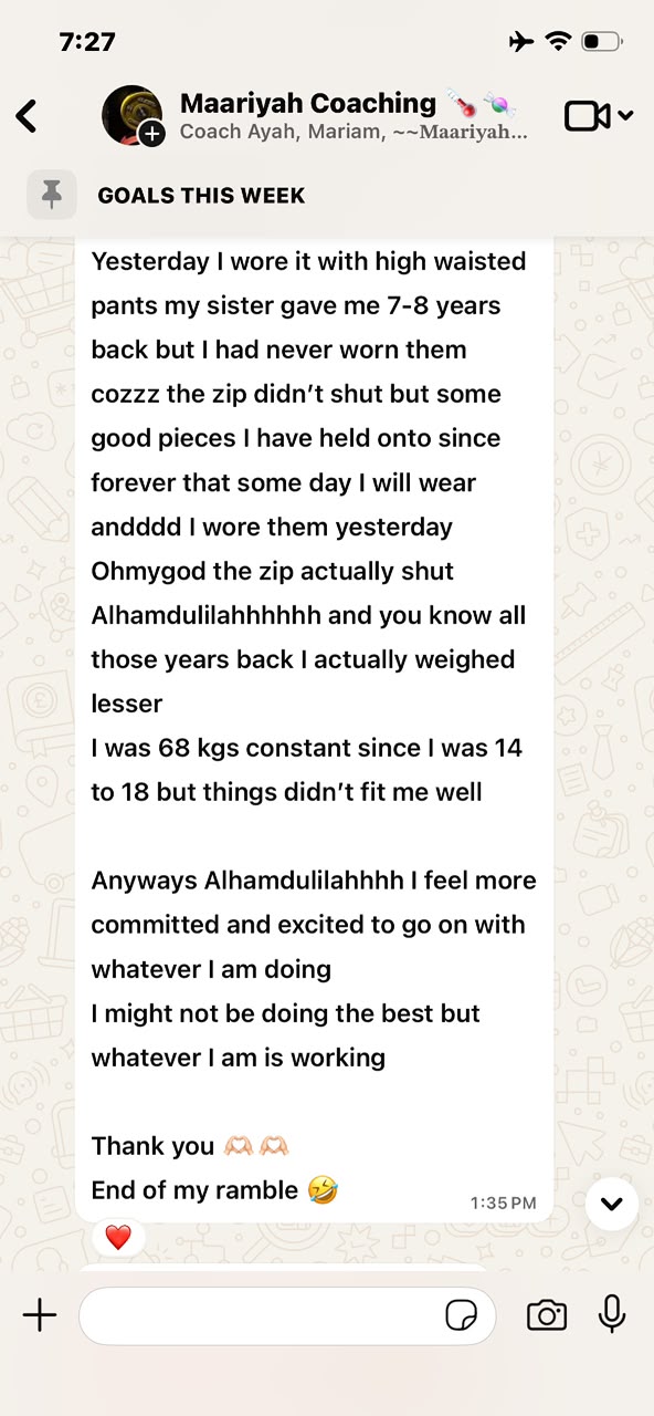 Client testimonial message