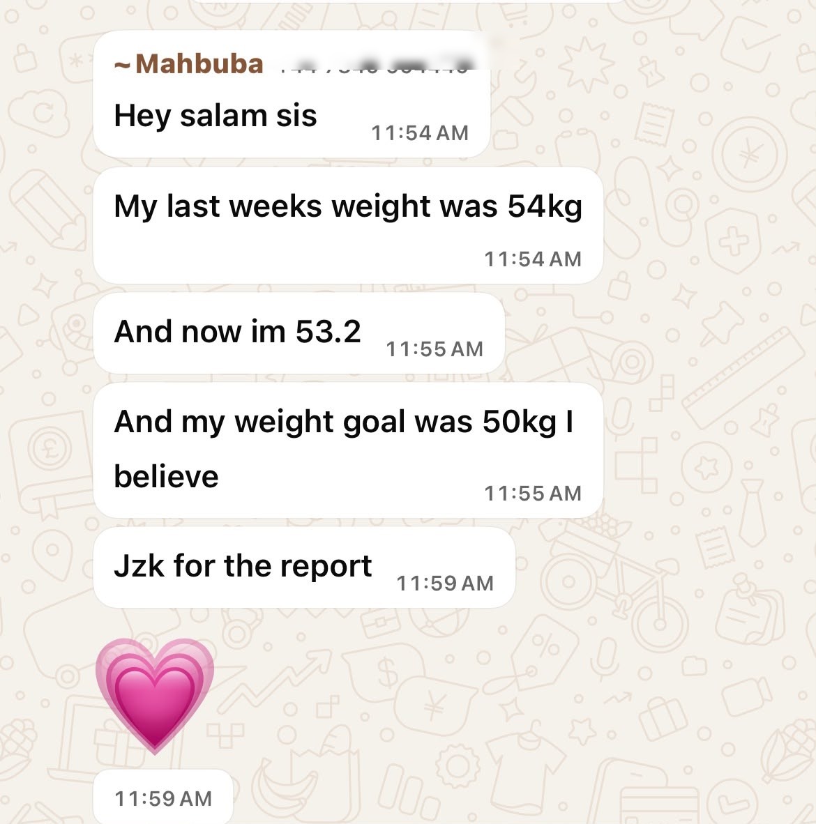 Client testimonial message