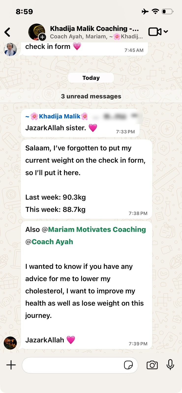 Client testimonial message