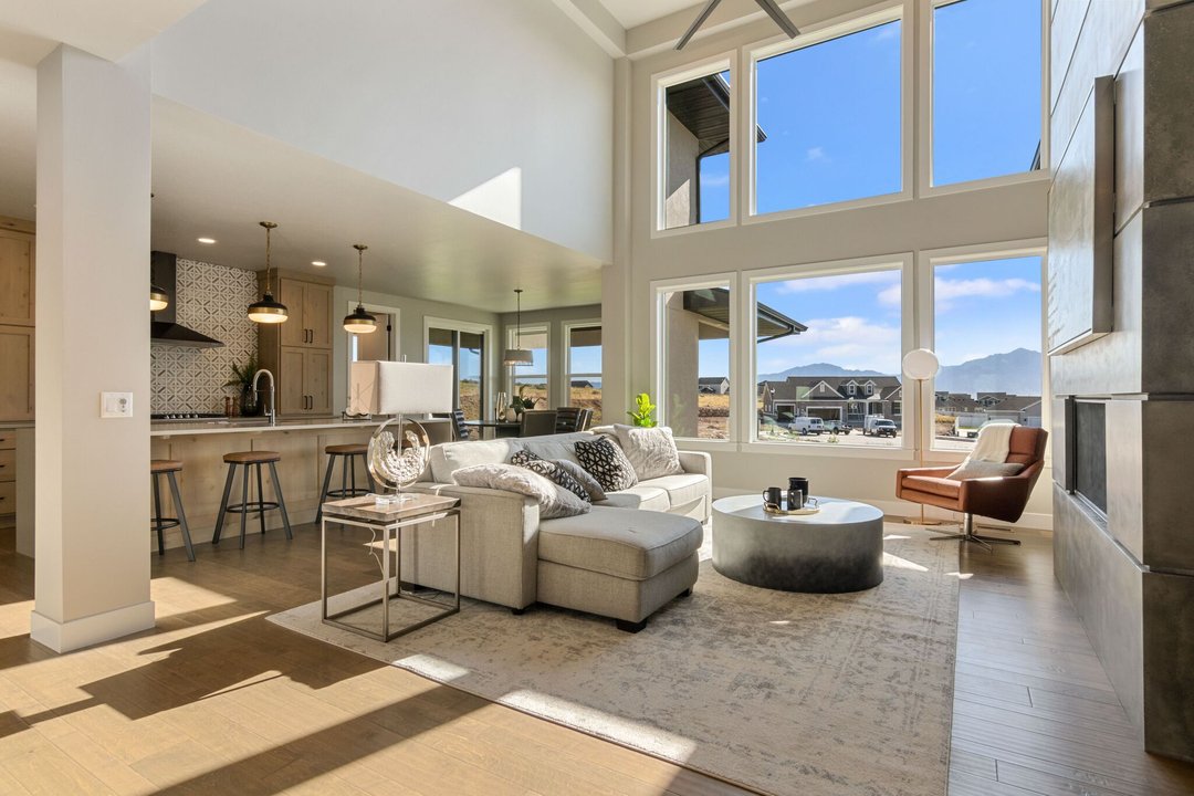 Completed Windows Direct Utah project with a large wall of residential windows bringing daylight into a great room