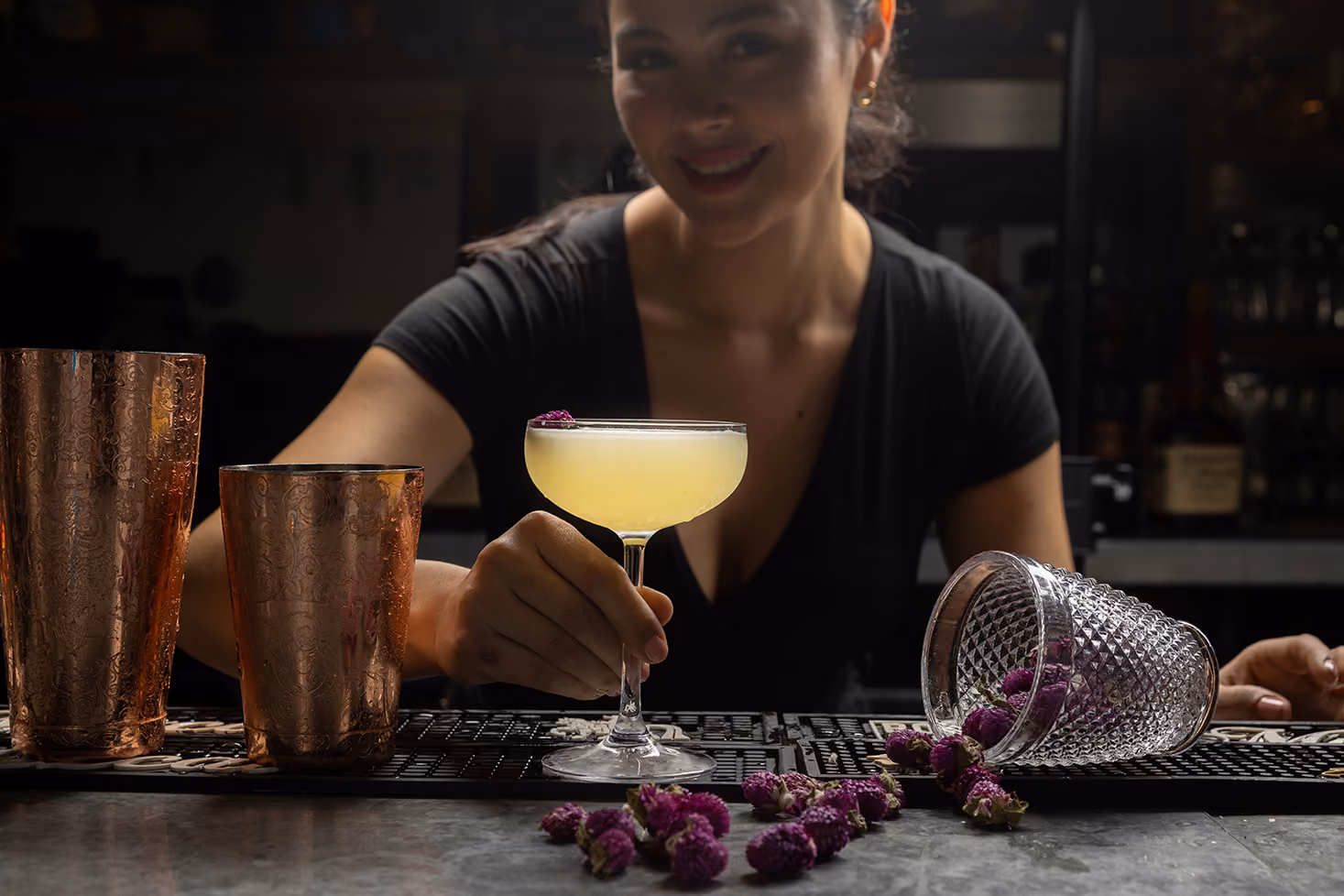 Craft cocktail and bar photography by Hernan Valle at a New York City lounge