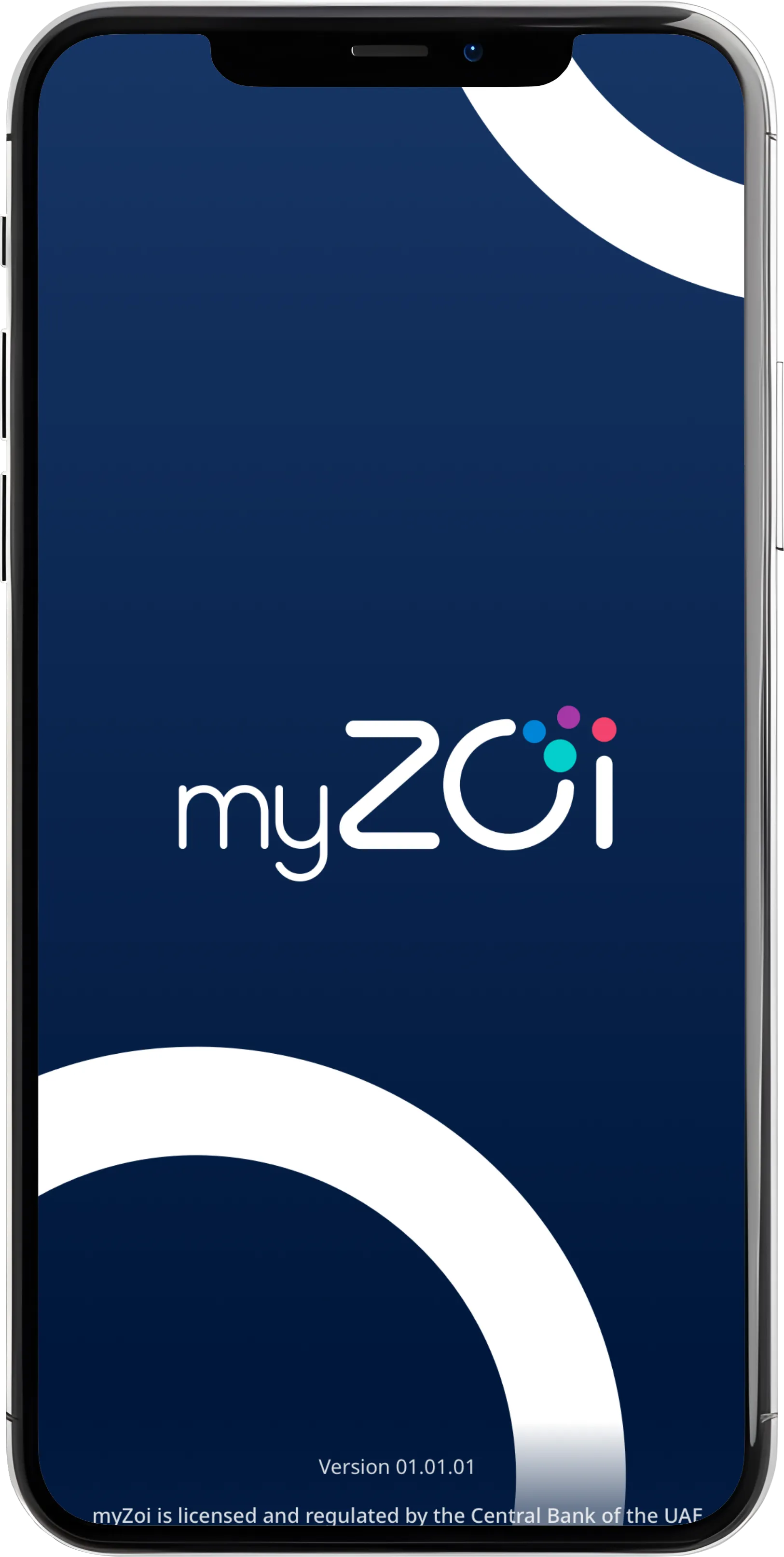 Smartphone showing the myZoi app start screen