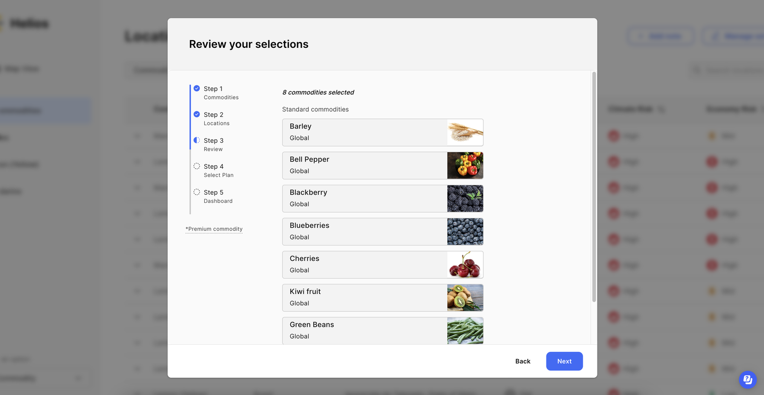 Review your commodity selections