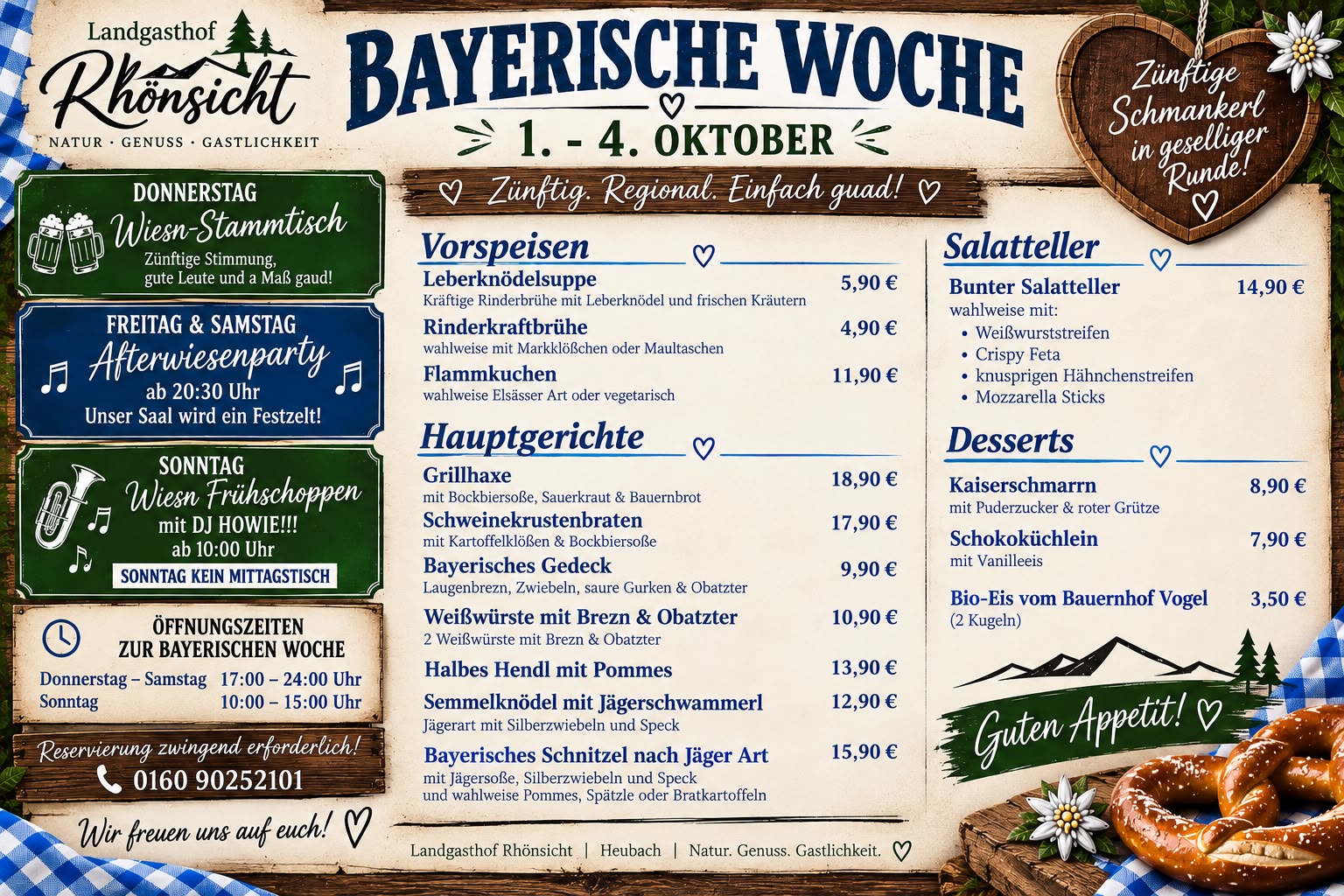 Flyer zur Bayerischen Woche mit Programm und Wiesn-Karte