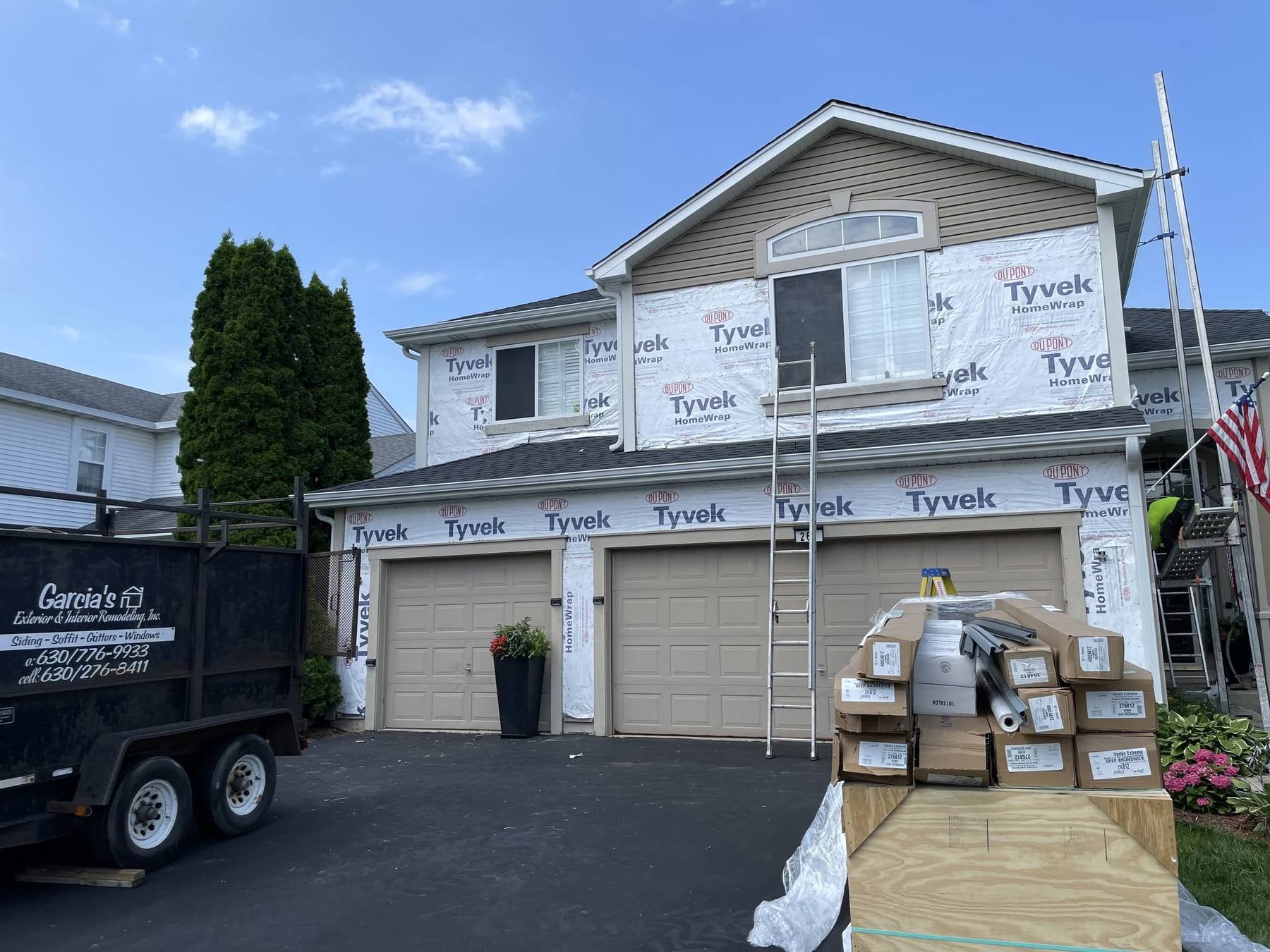 New siding, soffit and gutters installed on an Itasca, IL home