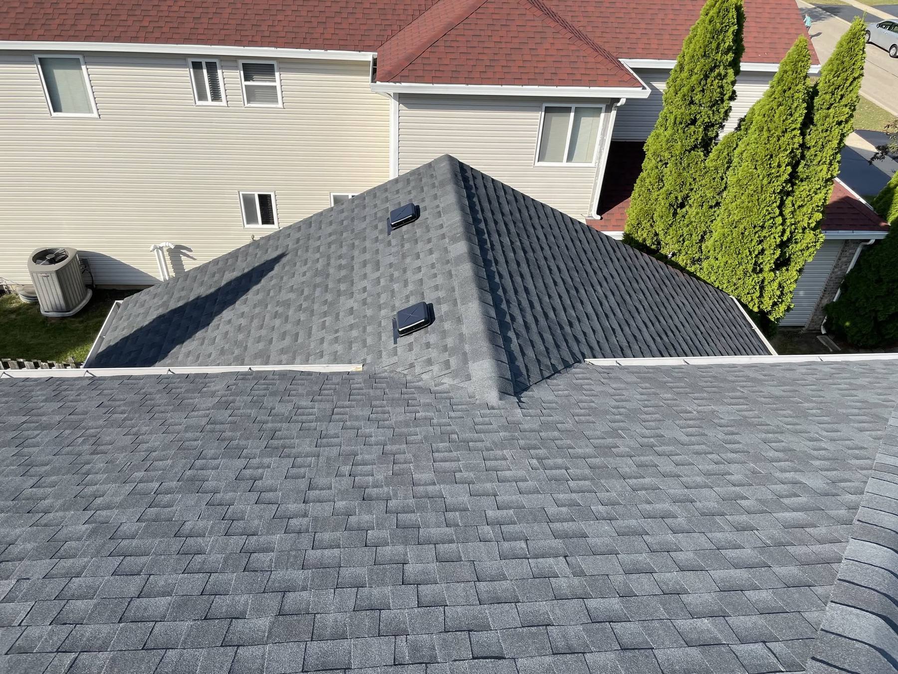 Asphalt shingle roof replacement on a two-story home in Villa Park, IL