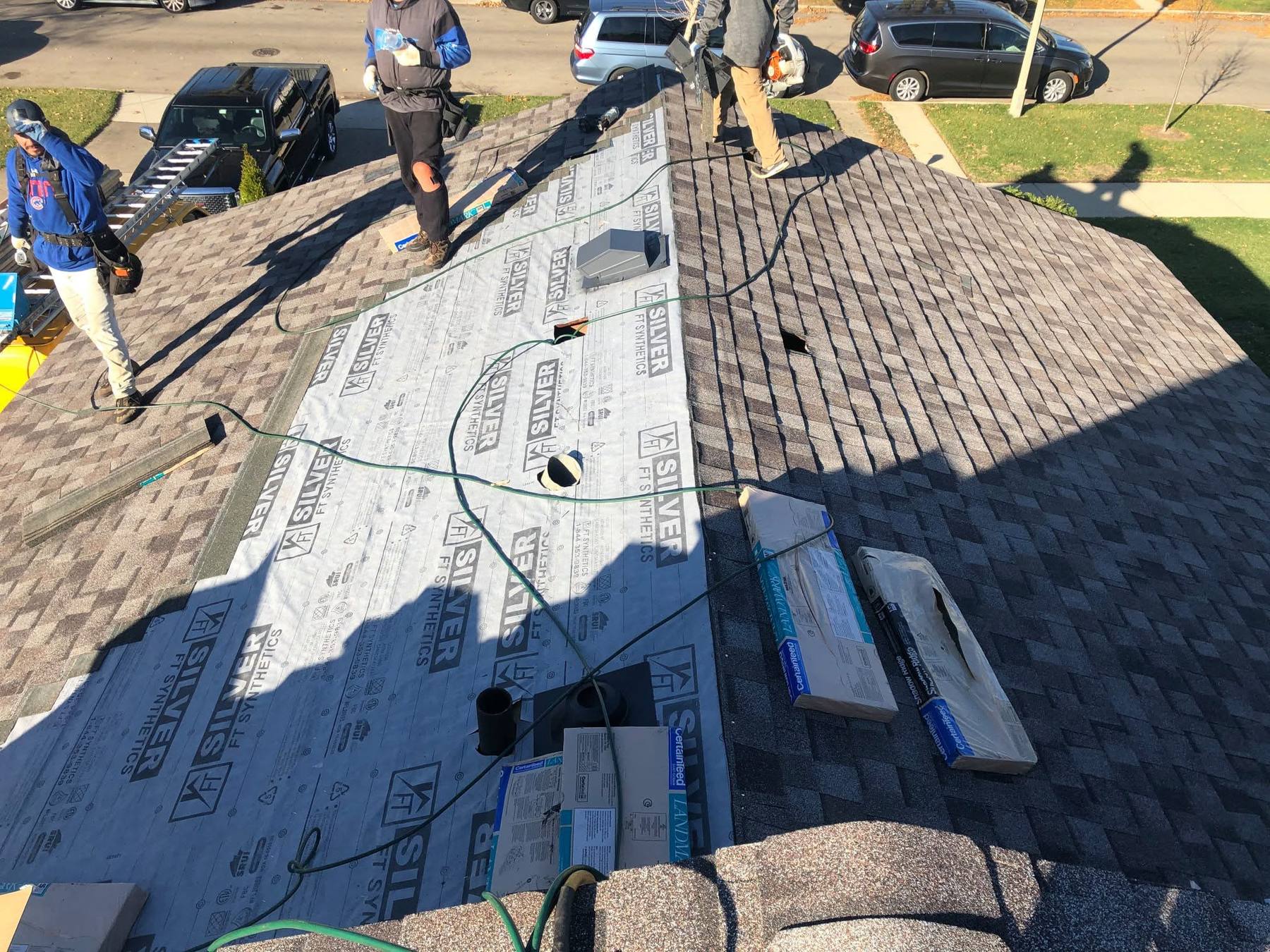 Ridge vent installed during a roof replacement in Hanover Park, IL