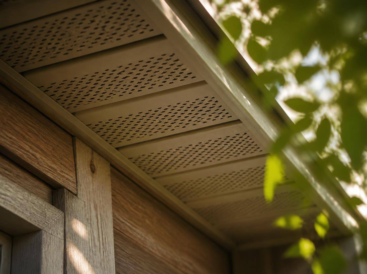 Vented soffit panels providing attic ventilation on a Hanover Park, IL home