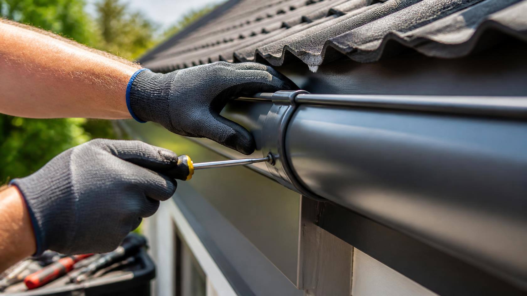 Gutter repair on a seamless gutter run in Carol Stream, IL