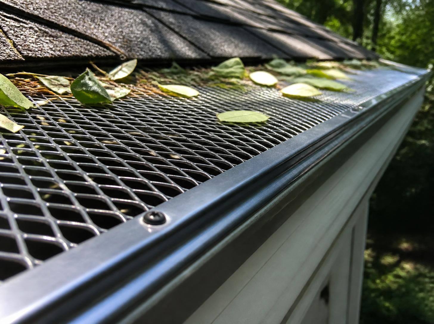 Gutter guards installed over seamless gutters on a Hanover Park, IL home
