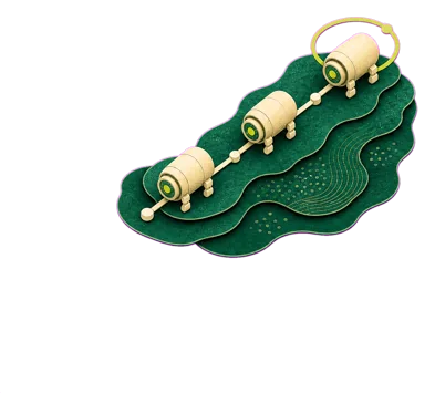 A painted proof chain, each link holding the evidence of the one before.