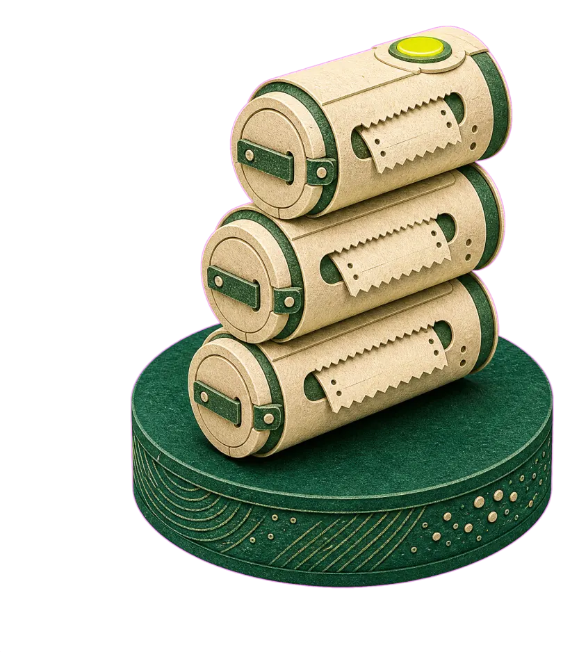 A painted stack of rolled receipts on a plinth.
