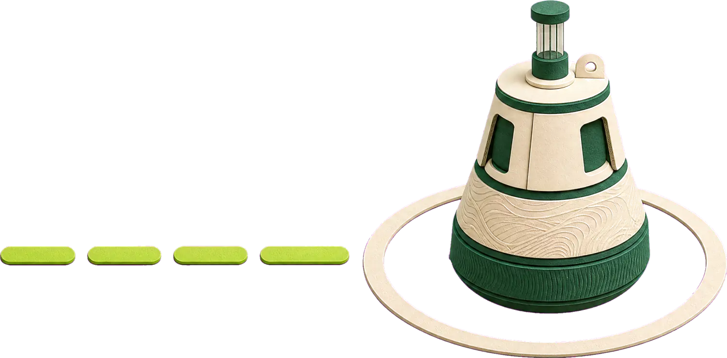 A boundary buoy marking the edge of the safe route