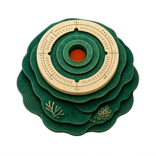 Risky: a gauge ring set into the reef with a red disc at its centre