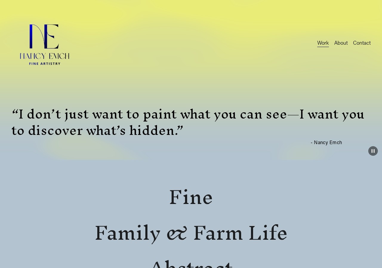 Nancy Emch Fine Artistry website homepage, designed by Storyteller Studios