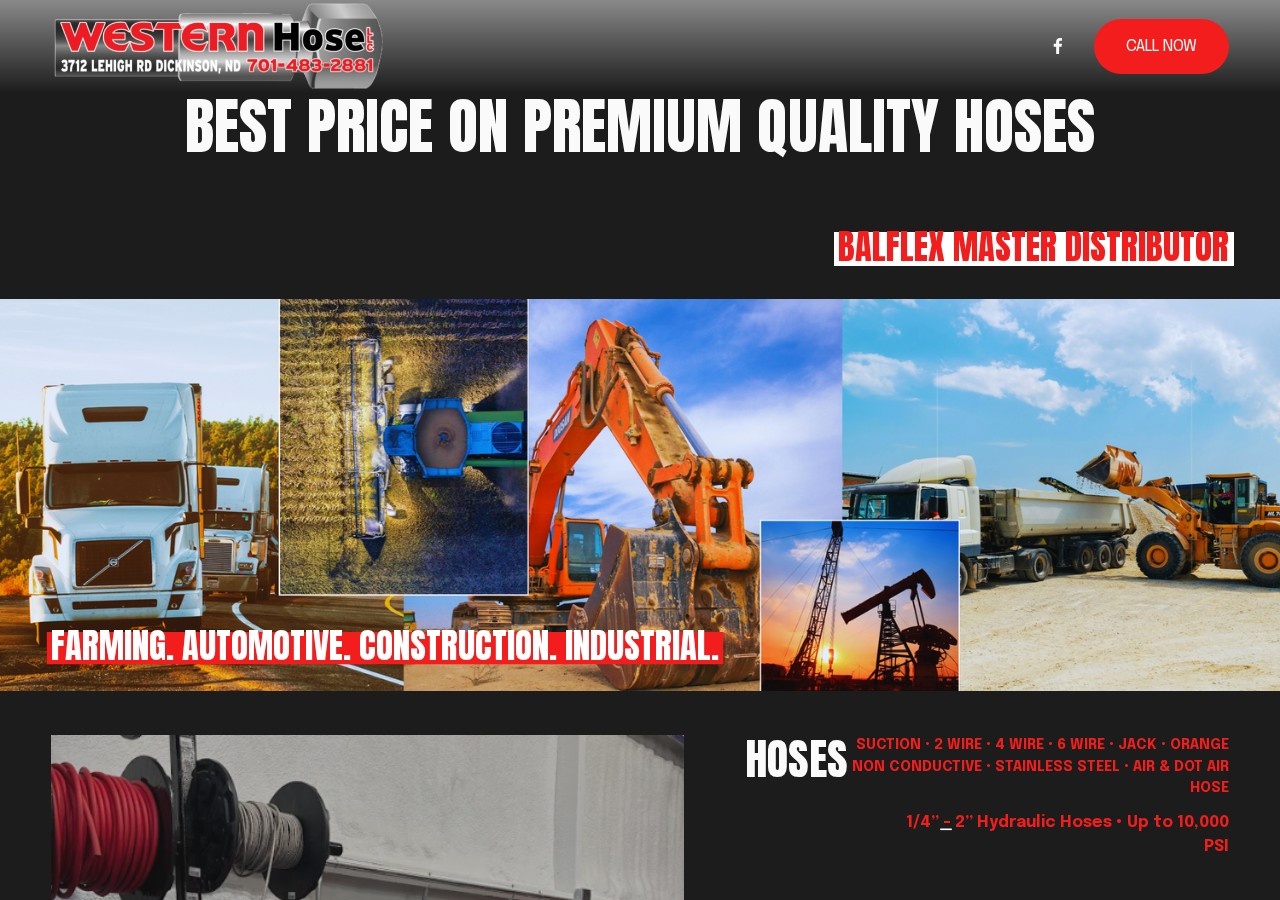 Western Hose website homepage, designed by Storyteller Studios