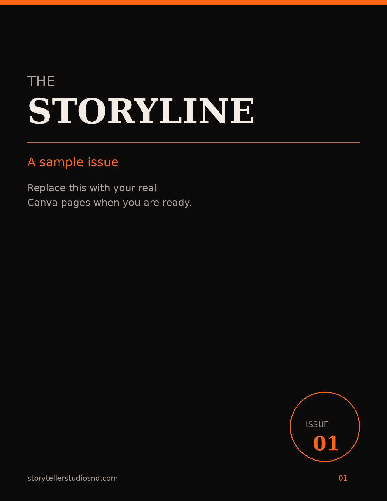 The Storyline sample issue, page 1
