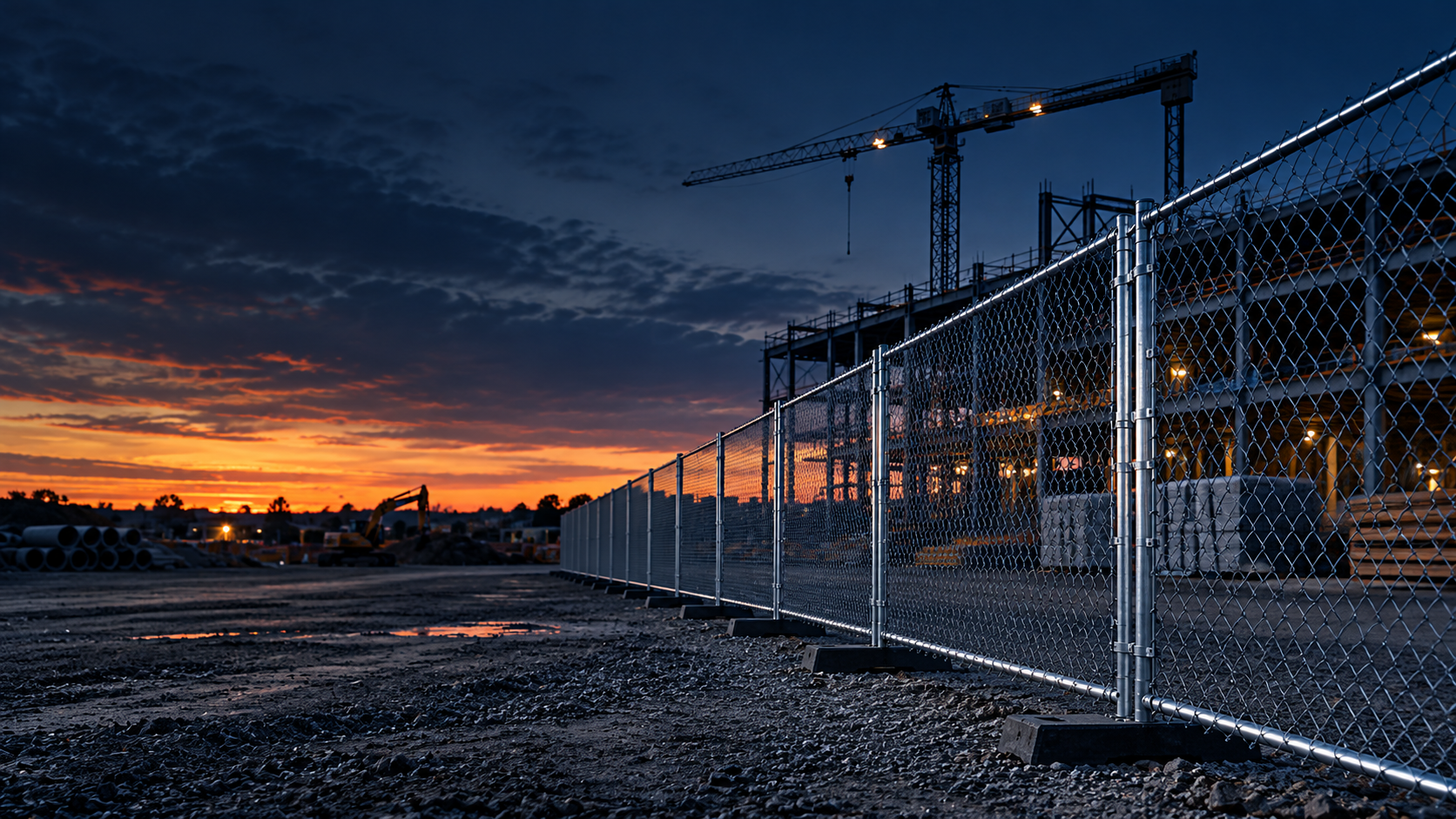 Temporary chain-link fence rental securing a construction site