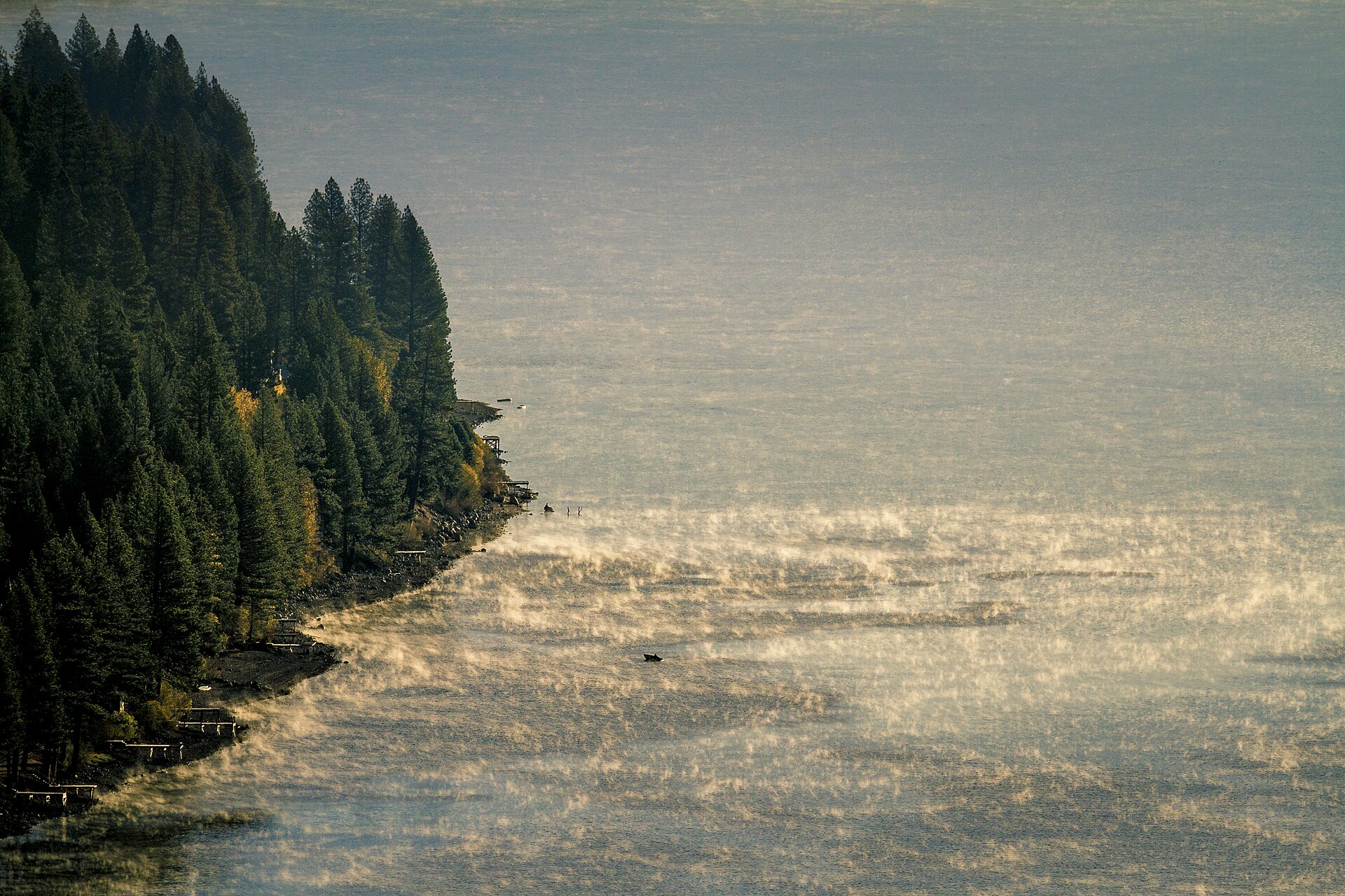 Mountain ridges and pine trees above Donner Lake
