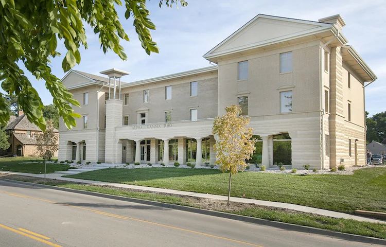 Exterior of the Alpha Gamma Rho fraternity house at the University of Nebraska-Lincoln