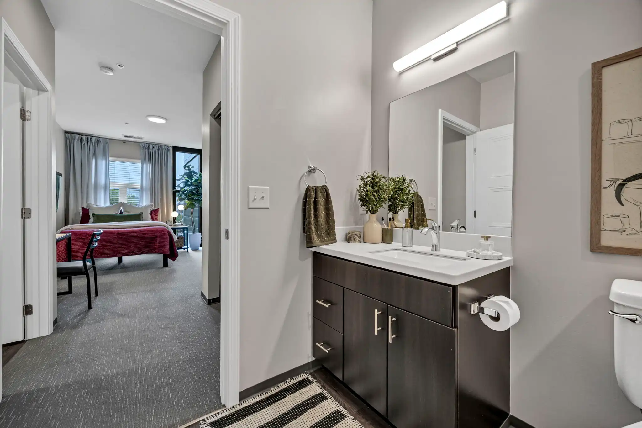 Bathroom in a model apartment at Stadium Row