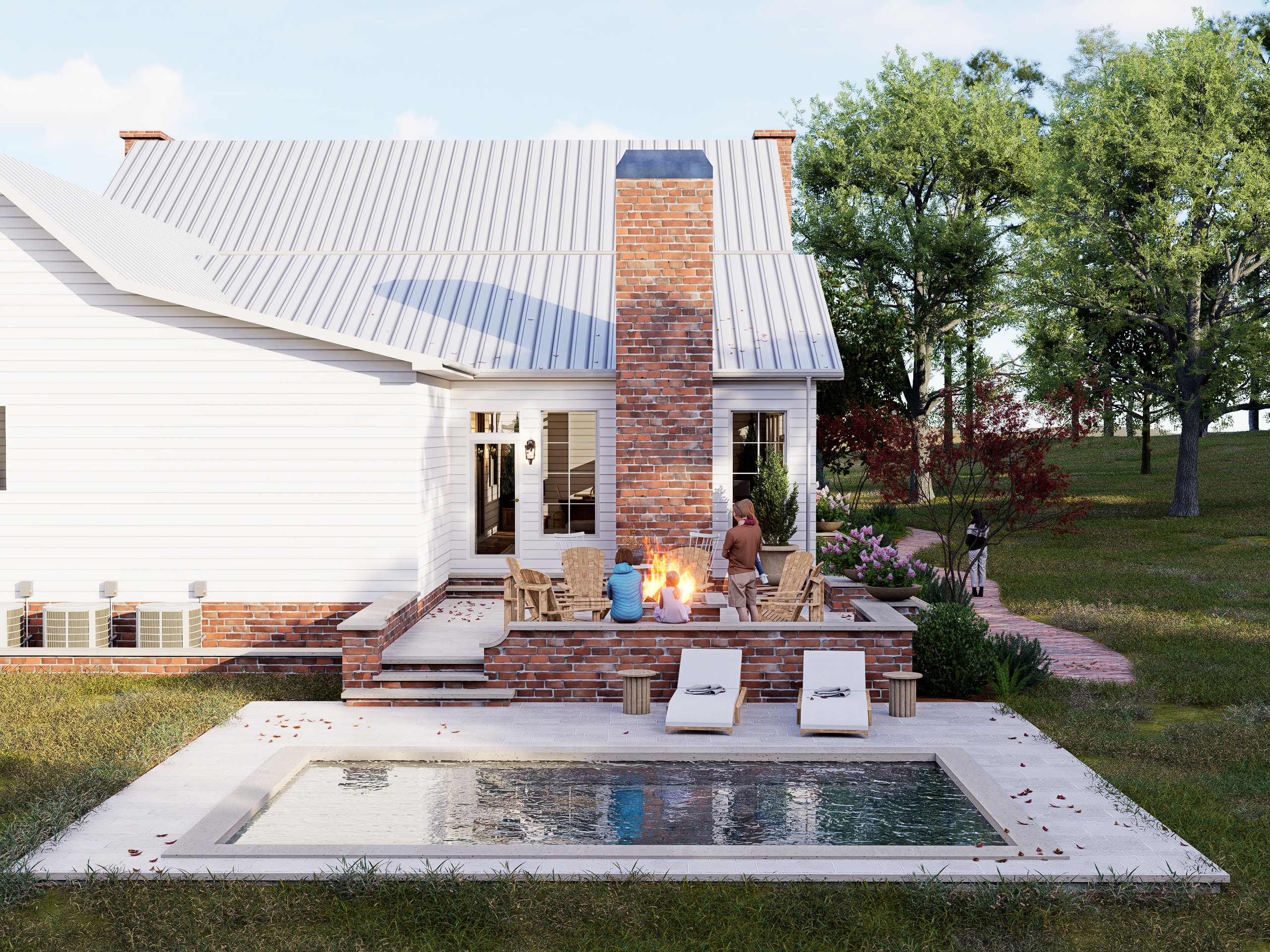 Photorealistic architectural rendering of a Southern home by Cahaba Render Co.