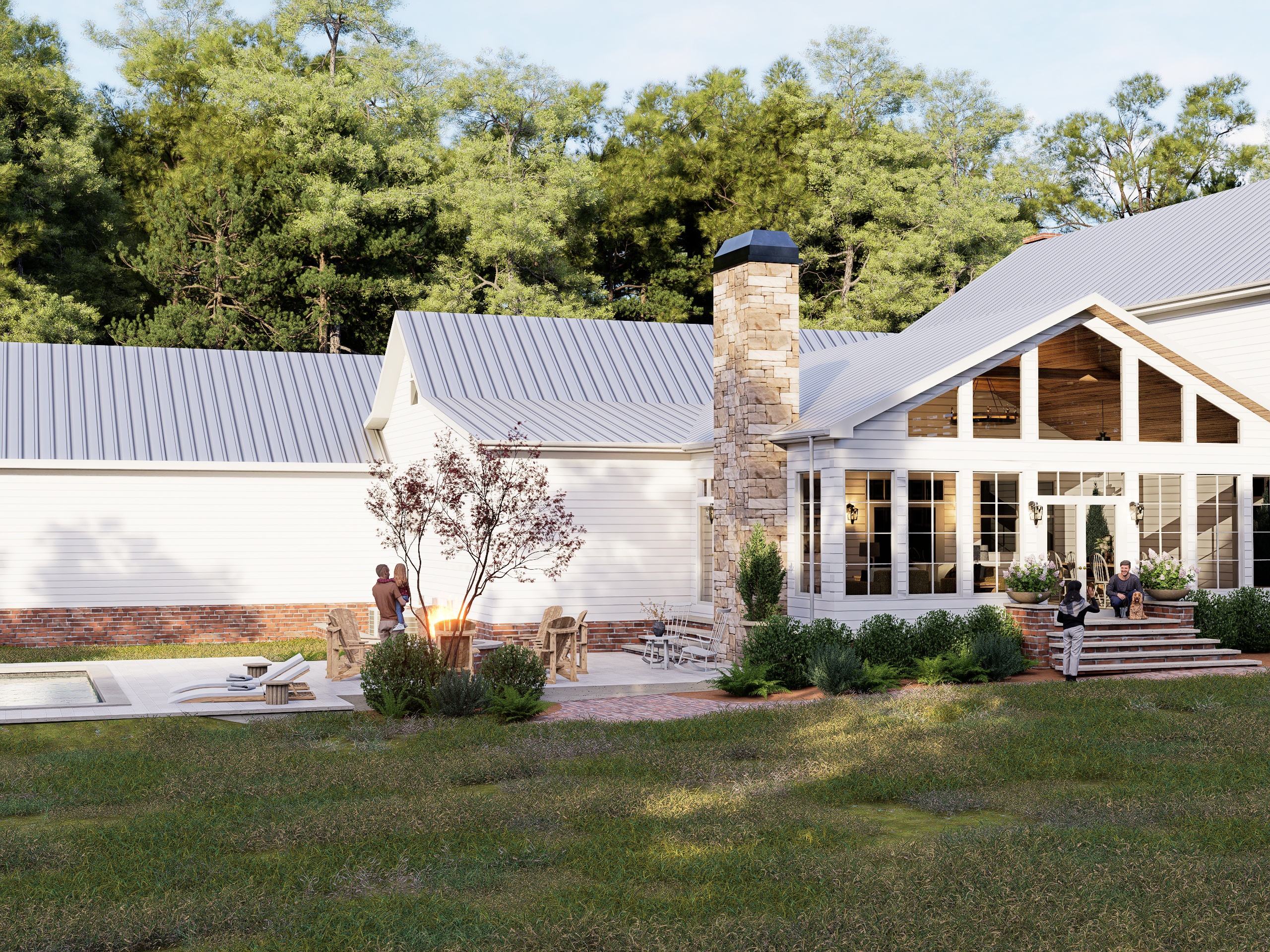 3D architectural rendering of a Southern residential design for an Auburn, Alabama client