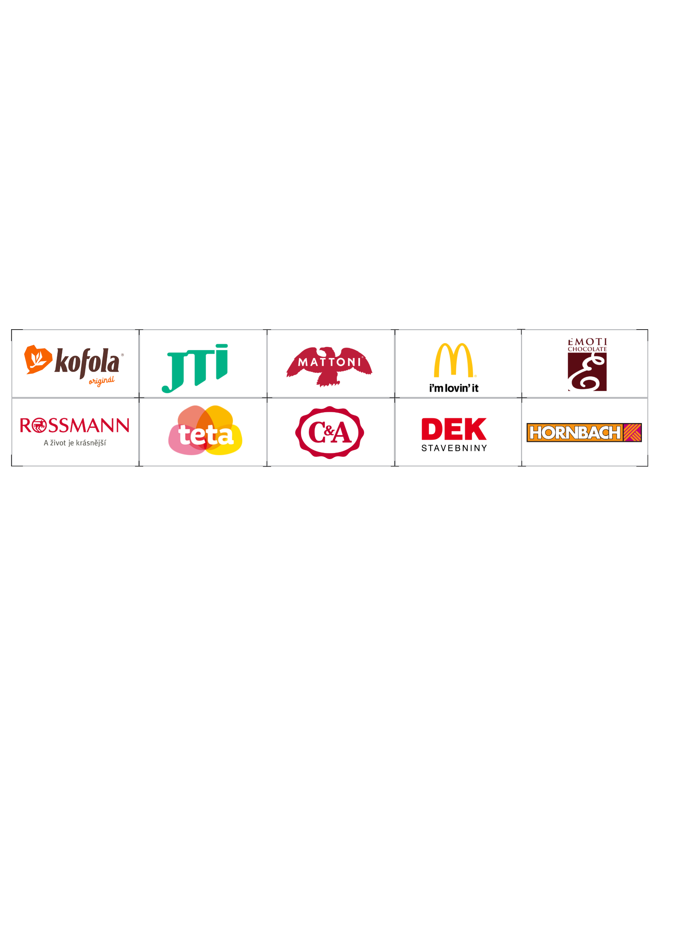 Klienti Squadro: Kofola, JTI, Mattoni, McDonald's, Emoti, Rossmann, Teta, C&A, DEK a Hornbach