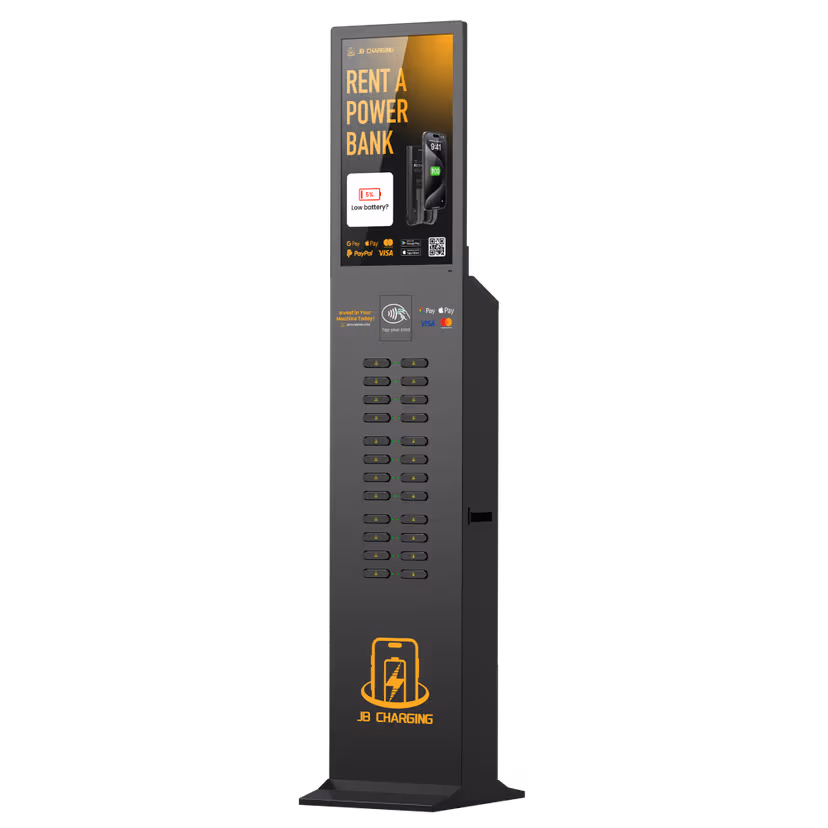 J24 Pro freestanding phone charging station shown at an angle.